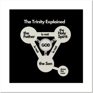 The Trinity explained, white graphic black Text Posters and Art